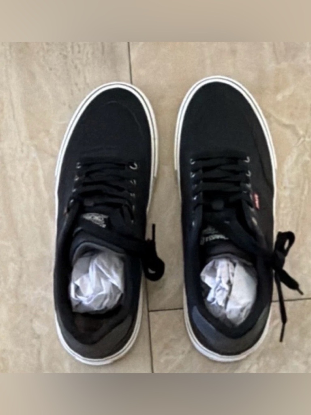 Levi's Black Canvas Low-Top Sneakers with White Sole